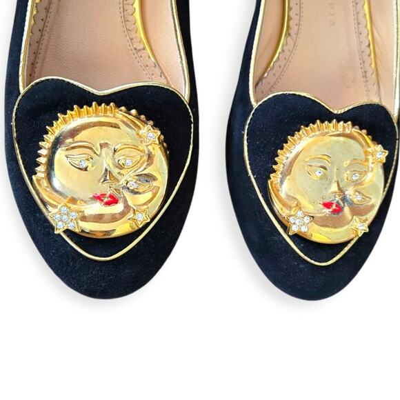 Charlotte Olympia Cosmic Collection Celestial Zodiac Black Eclipse Flats Size 7 - Picture 2 of 7